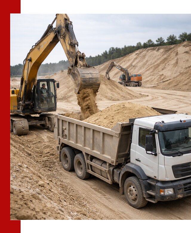 Доставка карьерного песка с самосвалами и разгрузкой в Дюртюли