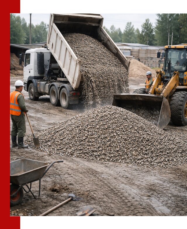 Мытый гравий с доставкой в Дюртюли от карьера до участка