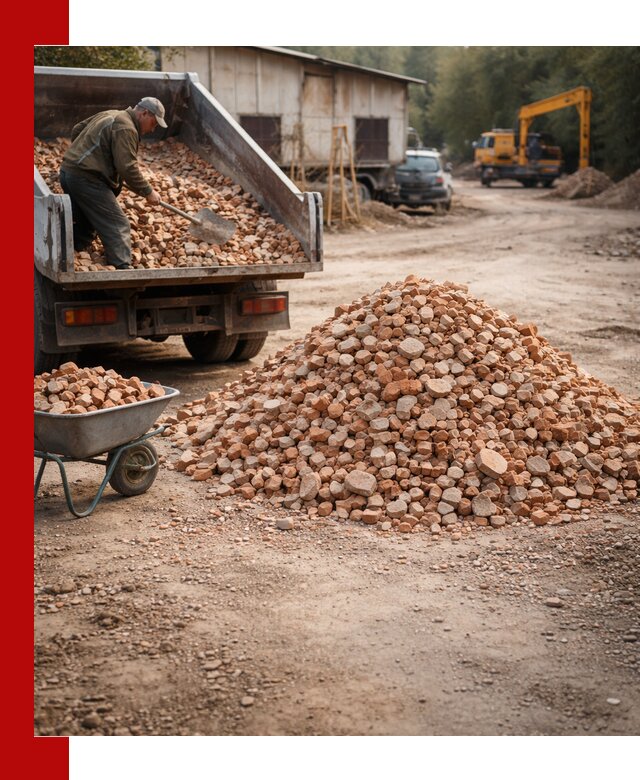 Доставка и подушка из боя кирпича с разгрузкой в Дюртюли