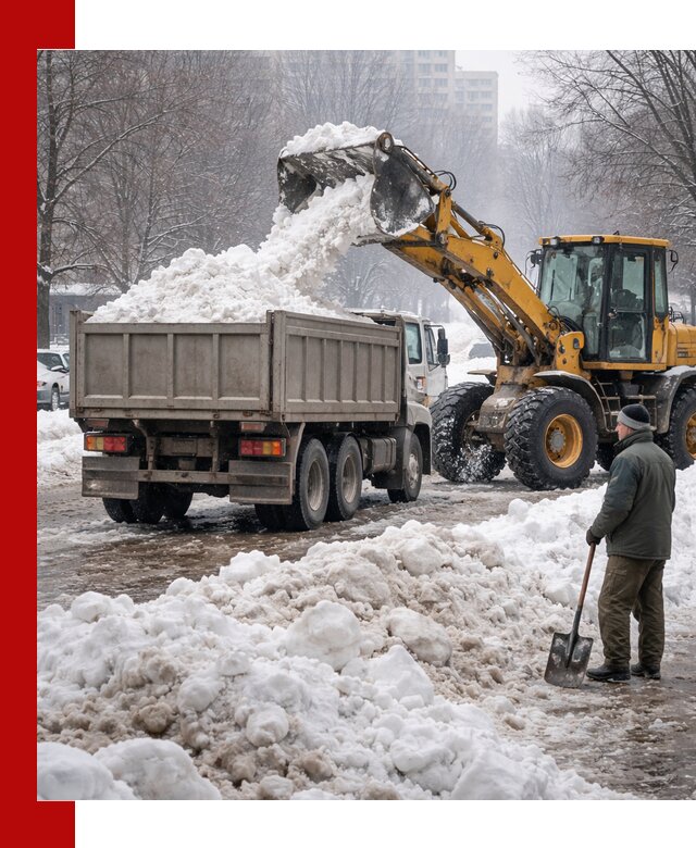 Вывоз снега грузовой техникой в Дюртюли оперативно и чисто