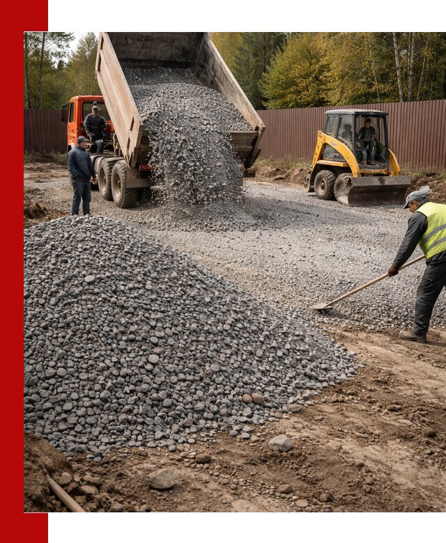 Отсыпка участка щебнем с доставкой и уплотнением в Дюртюли