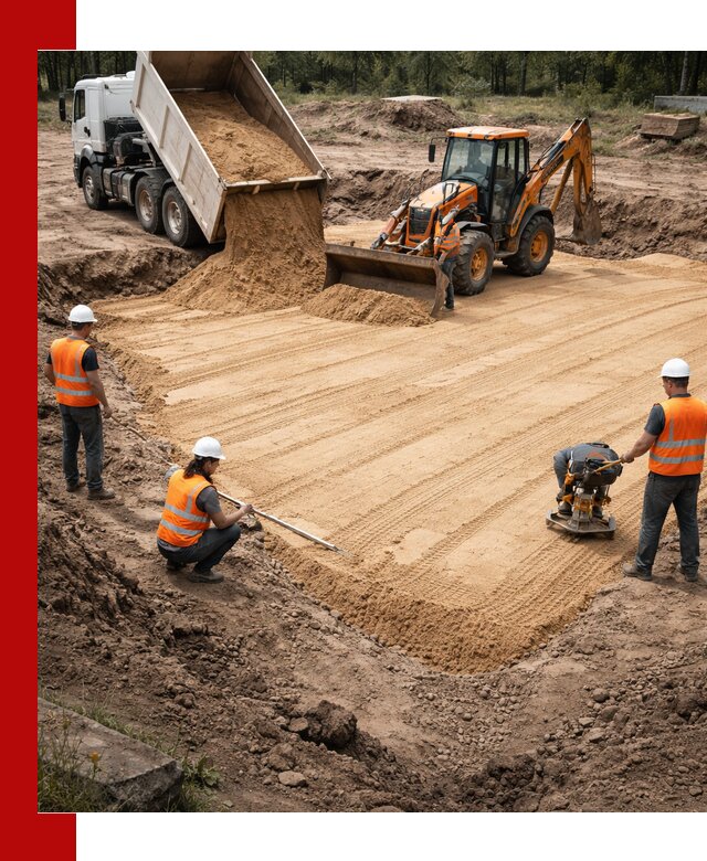 Устройство песчаной подушки для фундаментов и дорог в Дюртюли